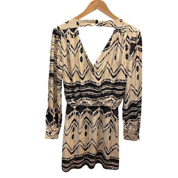 Parker 100% Silk Dress | Chevron Aztec Print, Open Back, Boho, Size M, MSRP $340 - Picture 6 of 7